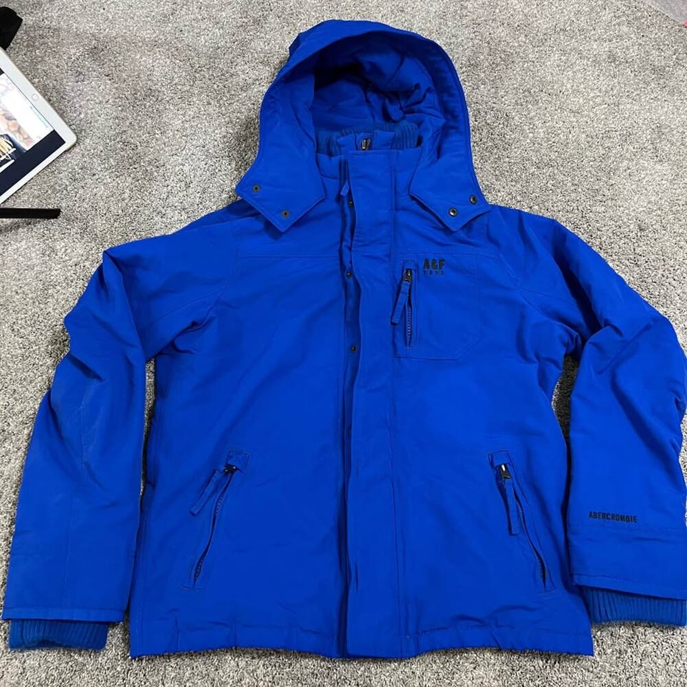 Abercrombie Men’s Vintage Blue Hooded Winter Jacket size XL